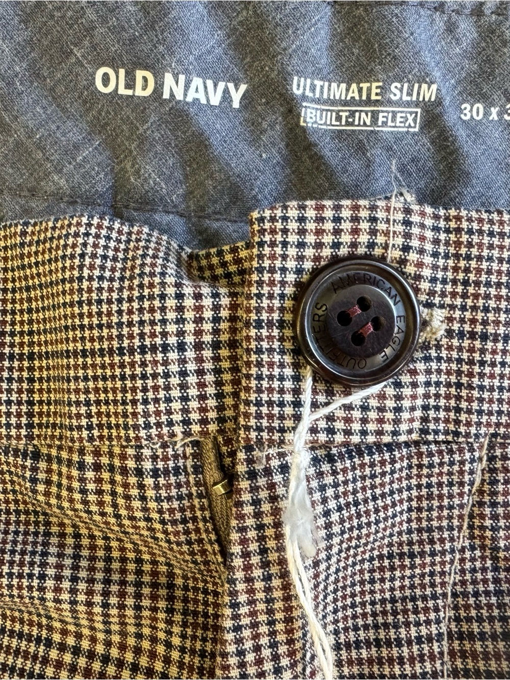 Old Navy Plaid Slim Dress Pants — Brown and Black Houndstooth